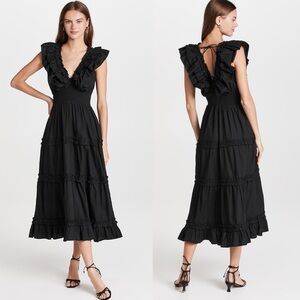 Love the Label V-Neck Poplin Tiered Midi Dress